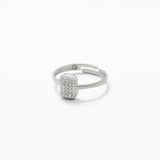 18k White Gold Plated Silver Adjustable Cushion Cut Ring with Zircon Stone
