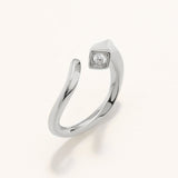 18K White Gold Plated Silver Spiral Single Stone Ring