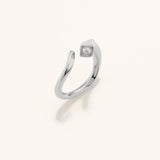 18K White Gold Plated Silver Spiral Single Stone Ring