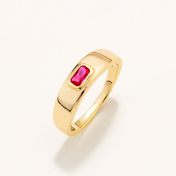 18k Gold Plated Silver Ring with Ruby Stone
