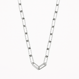 18k White Gold Plated Silver Paper Clip Chain Necklace